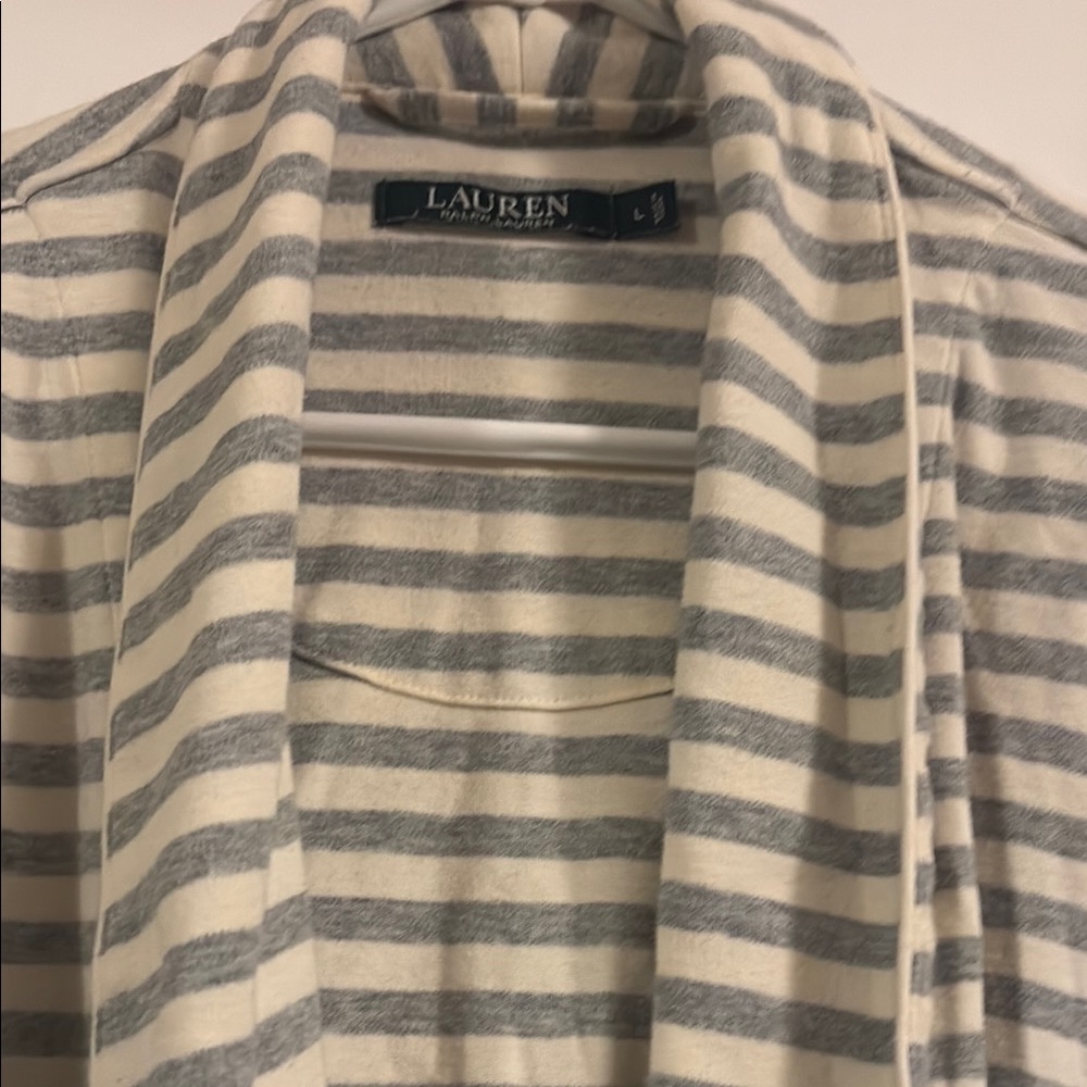 Ralph Lauren Cozy Gray and Cream Knit Robe